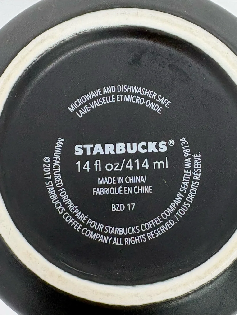 Starbucks 2017 Half Matte, Half Glossy Black Diagonal Mug Geometric Handle 14oz